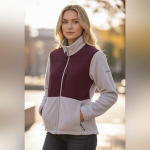 Columbia Women’s Fleece Hybrid Jacket – Colorblock 2 Tone. Medium